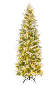 lot 88 image: 67.59 Feet Pre-Lit Artificial Christmas Tree Snow Flocked Hinged