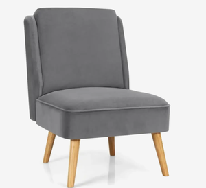 lot 99 image: Velvet Accent Armless Side Chair with Rubber Wood Legs for Bedroom
