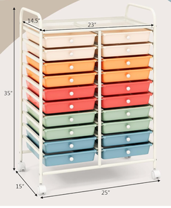 lot 305 image: LDAILY 20-Drawer Rolling Storage Cart, Multipurpose Rolling Storage Cart, Storage Organizer on Wheels, Durable Metal Frame, Scrapbook Paper Tools, Suitable for Office School (Minor Transit Damage)