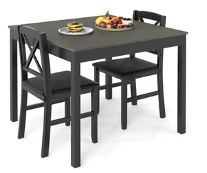 lot 314 image: Costway 3-Piece Dining Table Set Wooden Square Kitchen Table for 2 People (Missing Hardware)
