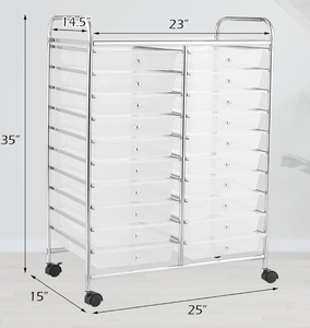lot 325 image: LDAILY 20-Drawer Rolling Storage Cart, Multipurpose Rolling Storage Cart, Storage Organizer on Wheels, Durable Metal Frame, Scrapbook Paper Tools, Suitable for Office School