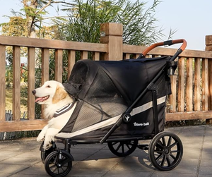 lot 326 image: Totoro ball Dog Stroller for Large Dogs One-Click Folding 4 Wheel Foldable Dog Stroller for 2 Dogs with Storage Pocket Suitable for Pets Up to 110LBS (Black, Large)