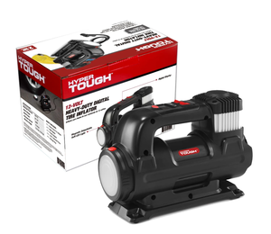 lot 331 image: Hyper Tough DC 12V Heavy Duty Direct Drive Digital Tire Inflator with Detachable LED Light
