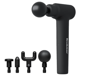 lot 333 image: Brookstone Deep Tissue Massage Gun for Pain Relief & Muscle Recovery  9-Speed Handheld Percussion Massager, 4 Heads, Type-C Rechargeable, Quiet, 3200 RPM, Shockproof Design
