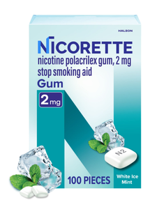 lot 343 image: Nicorette 2mg Nicotine Gum White Ice Mint (100 Ct) EXP 112027
