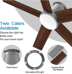 lot 358 image: wurzee 52 Inch Flush Mount Ceiling Fan, Reversible DC Motors, Dimmable,Timer, Noiseless, Ceiling fan for Indoor & Outdoor Farmhouses, Dining Rooms