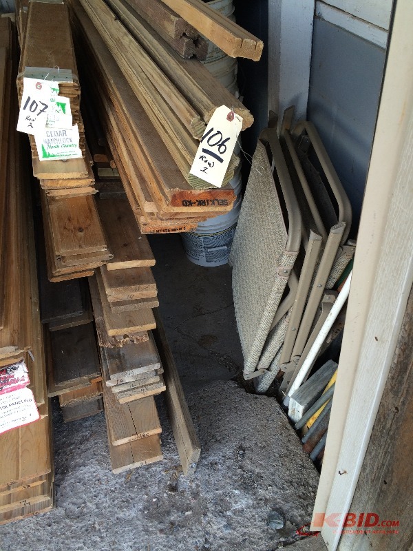 lot 106 image: Assorted Cedar Decking and Railing Materials - Random lengths