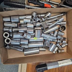 lot 17 image: Lot of 12 Sockets and Extensions. Craftsman and Various Brands