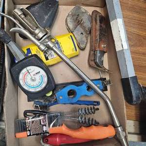 lot 18 image: Lotof Wire Brushes, Chalk Line Markers and Poweder, Brushes, Misc