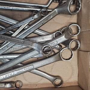 lot 20 image: Assorted Wrench Lot with Various Brands such as Craftsman, Wizard and More
