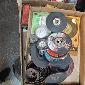 lot 100 image: Lot of Staplers, Cuttoff Wheels, Putty Knives, Staples and Misc