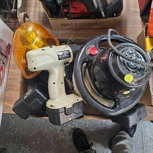 lot 109 image: Lot including Plow Lights, Buffer, Timing Lights, Drill