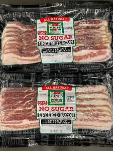 lot 10 image: J - Jones No Sugar Uncured Bacon, Extra Thick, 2 Packs (12 oz Each)