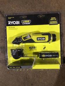 lot 58 image: RYOBI USB Lithium Glue Pen Kit with 2.0 Ah USB Lithium Battery and Charging Cable customer return see pictures