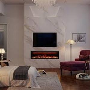 lot 28 image: Clihome 60 in. W Wall-MountedInserted Electric Fireplace in Black customer return see pictures