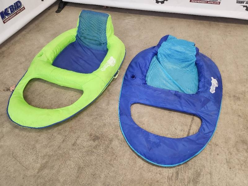lot 49 image: Pair of SwimWays Spring Float Recliner Pool Lounges