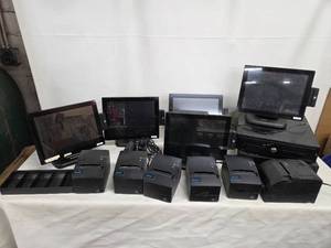 lot 1 image: HiSense Retail POS System Bundle with Touch Monitors, SNBC Receipt Printers, and Cash Drawers