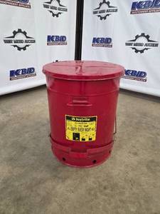 lot 45 image: Justrite 21 Gallon Oily Waste Can with Foot Operated Lid