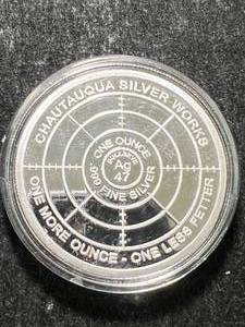 lot 12 image: 1 TROY OZ .999 FINE SILVER CHAUTAUQUA ROUND IN AIRTITE