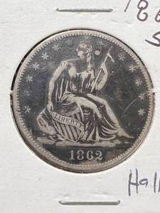 lot 15 image: 1862-S US SEATED LIBERTY HALF DOLLAR