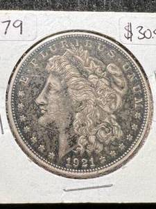 lot 32 image: 1921-S US MORGAN SILVER DOLLAR