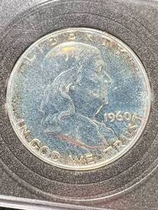lot 40 image: 1960 US PROOF FRANKLIN HALF DOLLAR IN CASE