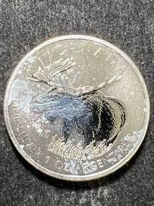 lot 42 image: 2012 CANADIAN MOOSE 1 TROY OZ .9999 FINE SILVER