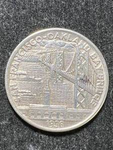 lot 50 image: 1936 US BAY BRIDGE COMMEM HALF DOLLAR