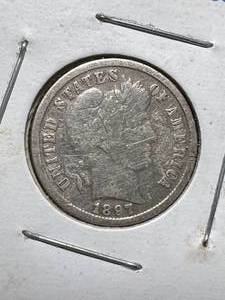 lot 51 image: 1897 US BARBER DIME