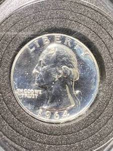 lot 56 image: 1964 US PROOF WASHINGTON QUARTER IN CASE