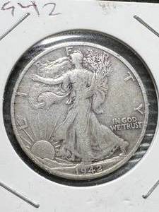 lot 57 image: 1942-S US WALKING LIBERTY HALF DOLLAR