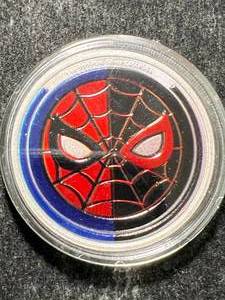 lot 63 image: 1 TROY OZ .999 FINE SILVER SPIDERMAN ROUND IN COLOR