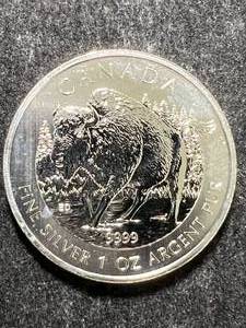 lot 67 image: 2013 CANADIAN BISON 1 TROY OZ .9999 FINE SILVER