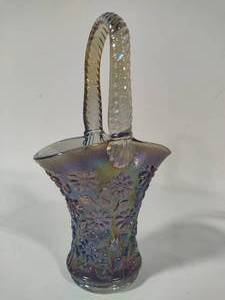 lot 9 image: Imperial Carnival Glass Smoked Gray Daisy Basket