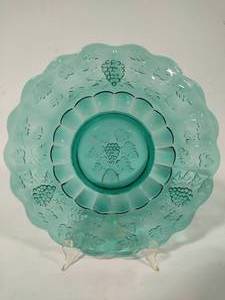 lot 7 image: Fenton Teal Grape Pattern Serving Platter
