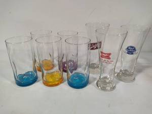 lot 32 image: Colorful Drinking Glasses & Pilsner Glasses