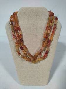 lot 52 image: 925 Three Strand Carnelian Necklace