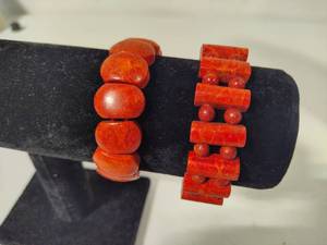 lot 54 image: Red Coral Stretch Bracelets