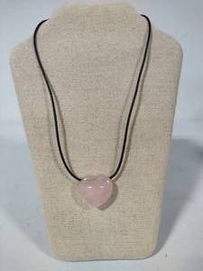 lot 60 image: 925 Jay King DTR Rose Quartz Heart Pendant on Corded Necklace