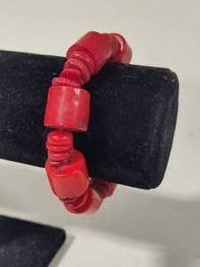 lot 67 image: Jay King DTR Red Coral Stretch Bracelet