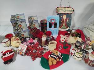lot 120 image: Misc Lot of Holiday Decor, Ornaments, Storage 