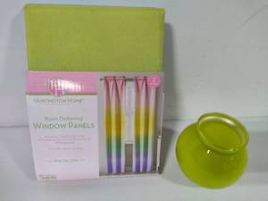 lot 149 image: Pair of Room Darkening Panels & Matching Small Vase