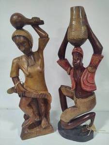 lot 78 image: Vintage Jamaican Hand Carved Sculptures