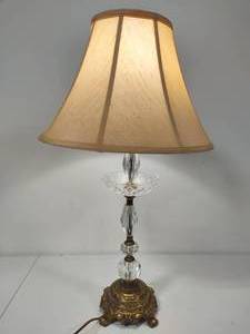 lot 80 image: Vintage Crystal Lamp with Gold Base