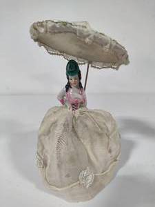 lot 57 image: Antique Porcelain Half DollParasol Lamp Topper