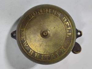 lot 131 image: Solid Brass Antique Doorbell - Corbins Bell New Britain