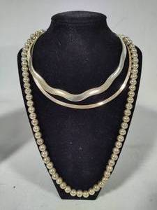 lot 156 image: 925 Collar & Beaded Silver Necklaces