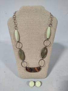 lot 163 image: 925 Jay King DTR Multi Colored Stone Necklace & Earring Set