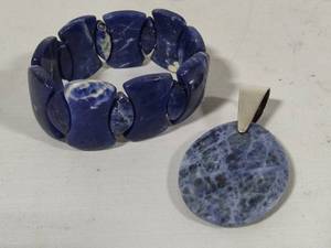 lot 165 image: 925 Jay King Sodalite Sterling Pendant & Matching Bracelet