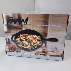 lot 103 image: Hand Cast Parini Cookware NIB  Cast iron Skillet